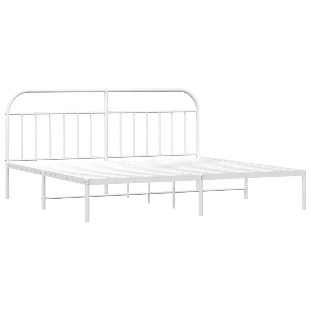 Letto matrimoniale | Letto per adulti | Giroletto con Testiera Metallo Bianco 193x203 cm - Image 4