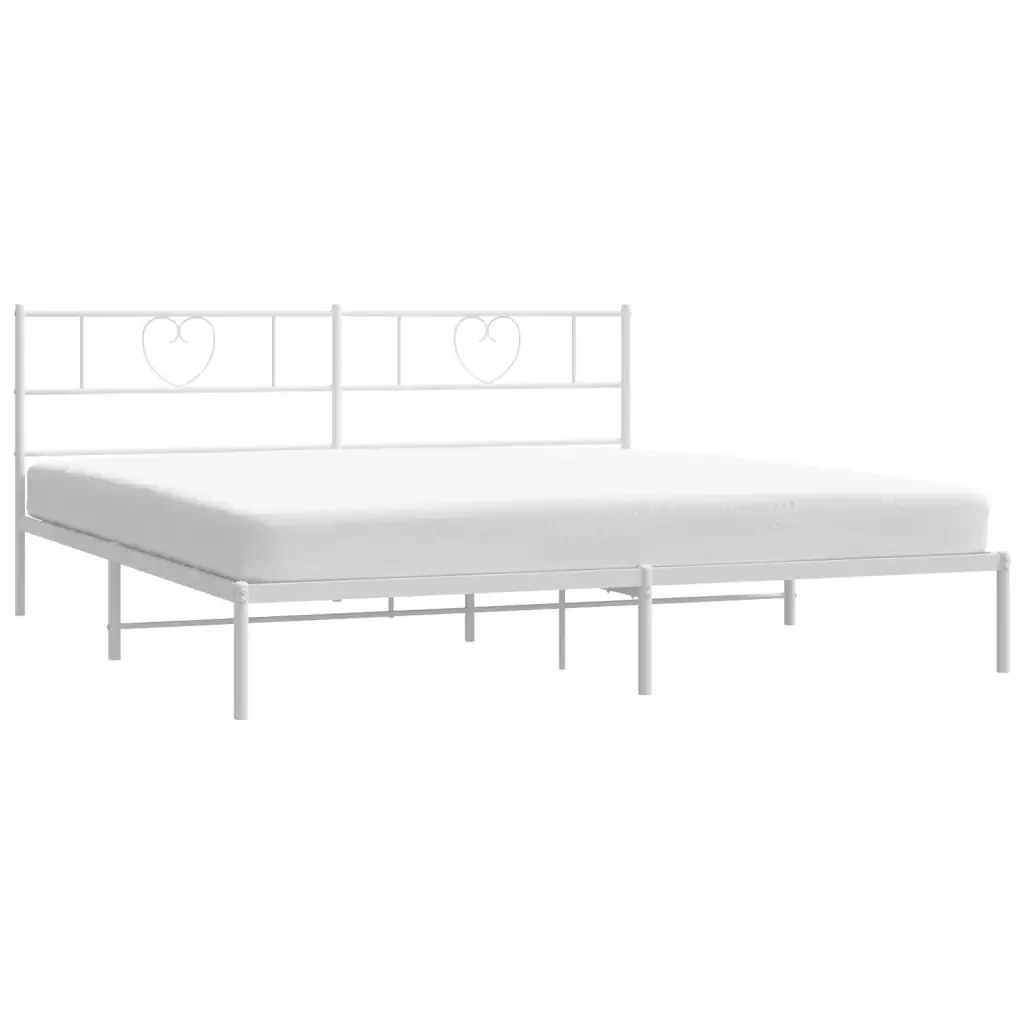 Letto matrimoniale | Letto per adulti | Giroletto con Testiera Metallo Bianco 200x200 cm - Image 4