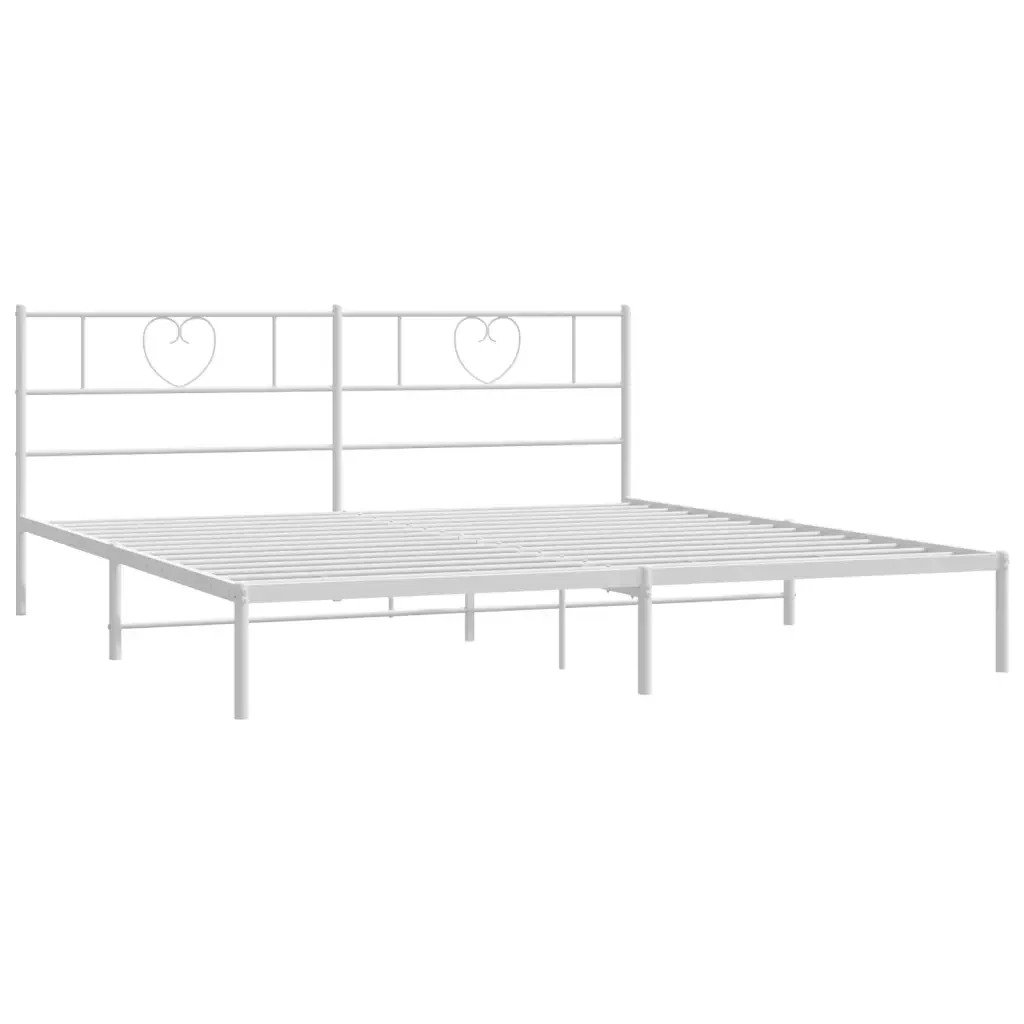 Letto matrimoniale | Letto per adulti | Giroletto con Testiera Metallo Bianco 200x200 cm - Image 5
