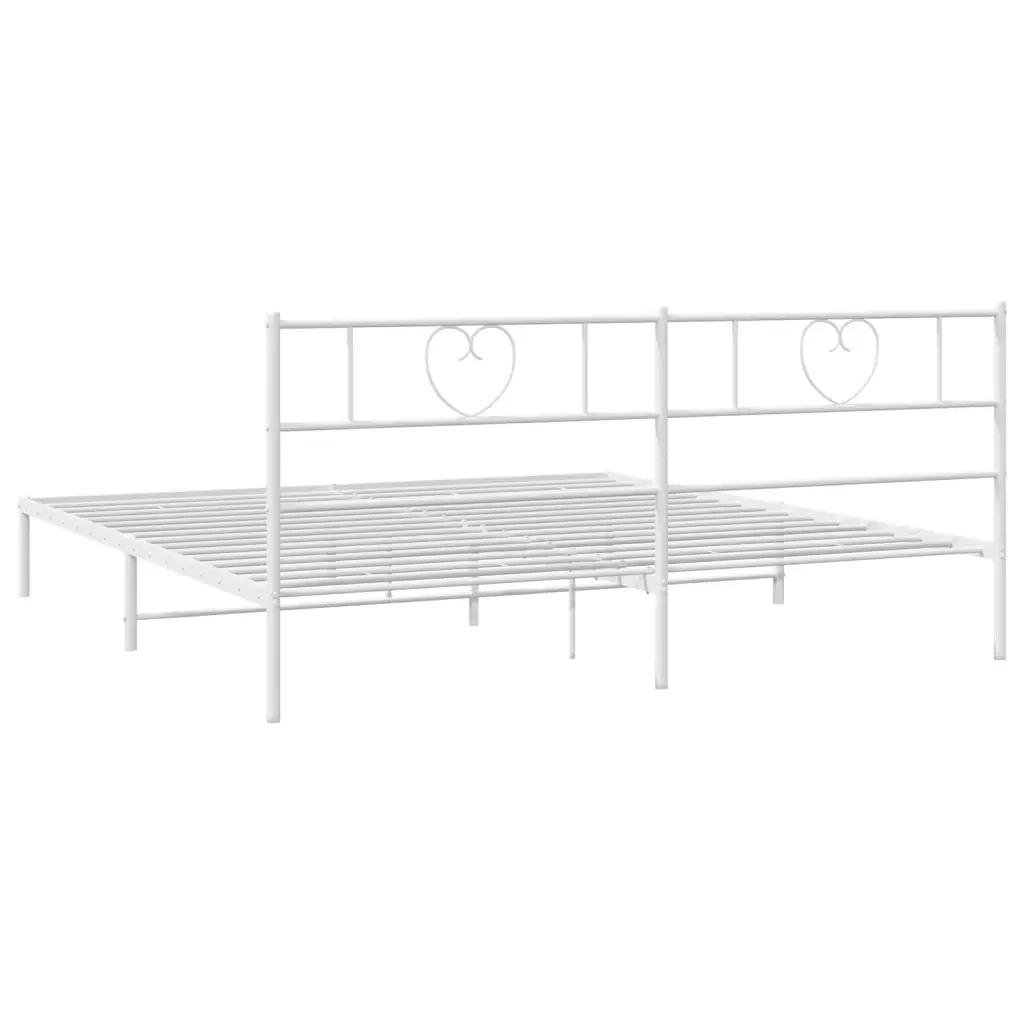 Letto matrimoniale | Letto per adulti | Giroletto con Testiera Metallo Bianco 200x200 cm - Image 7