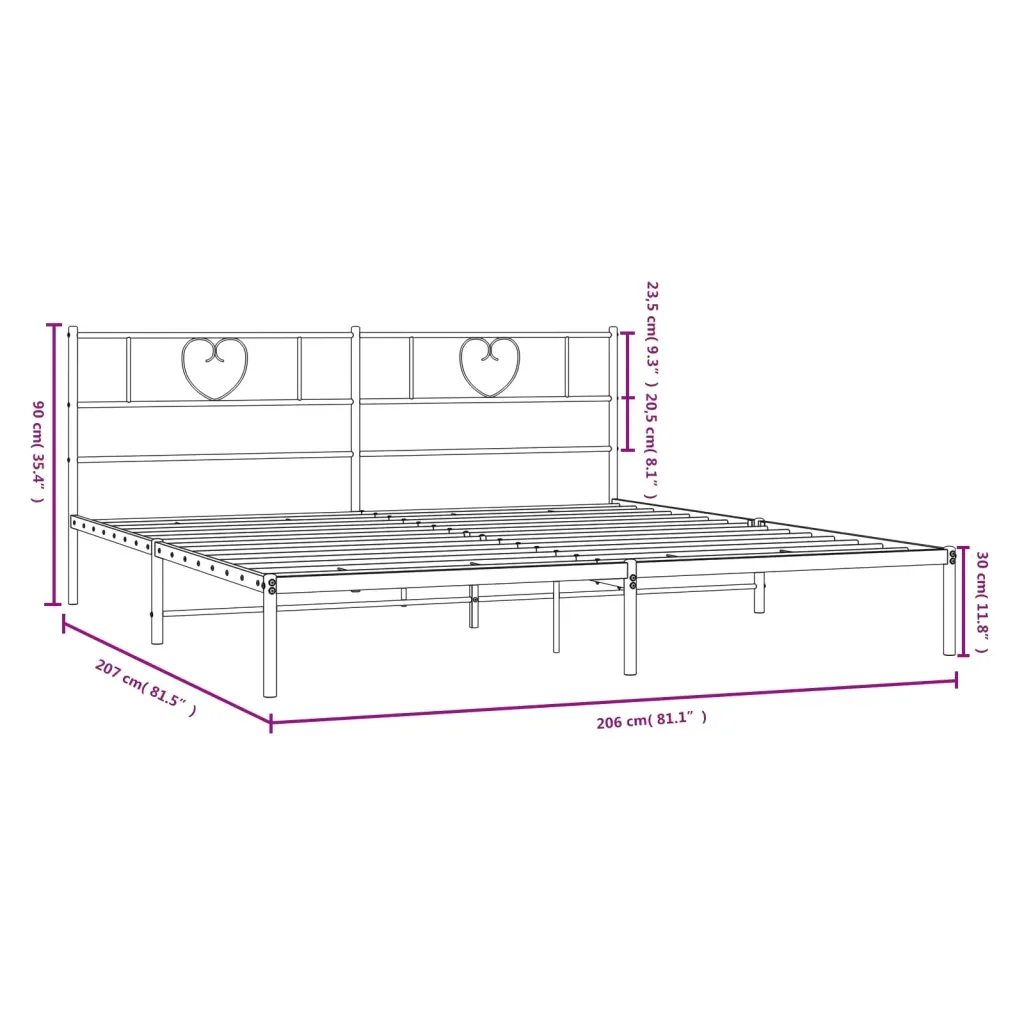 Letto matrimoniale | Letto per adulti | Giroletto con Testiera Metallo Bianco 200x200 cm - Image 9