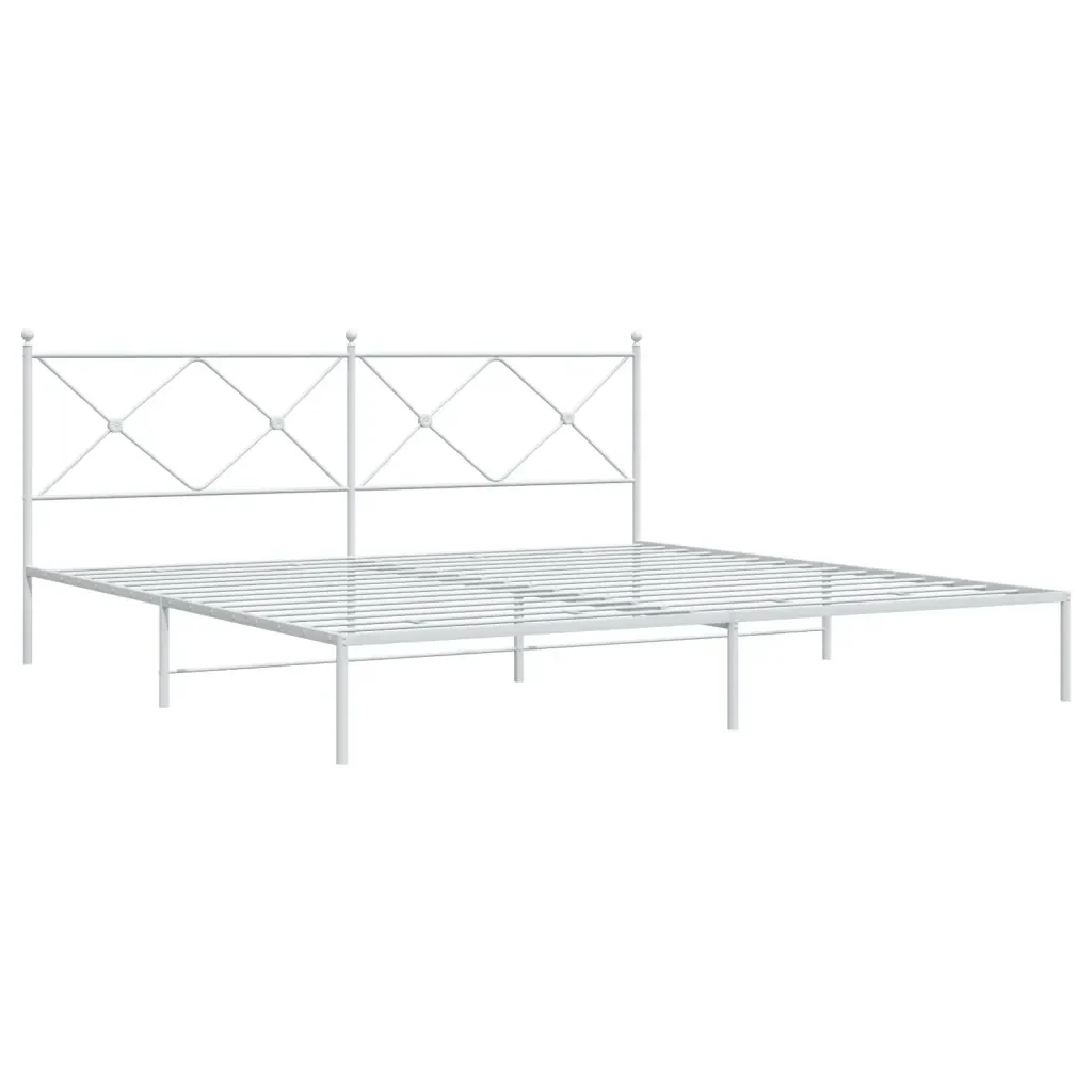 Letto matrimoniale | Letto per adulti | Giroletto con Testiera Metallo Bianco 200x200 cm - Image 4
