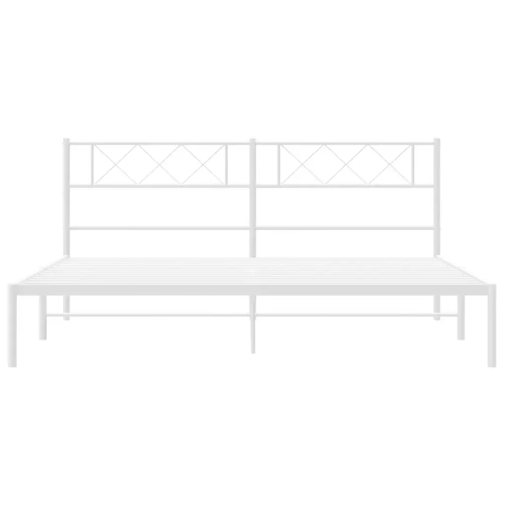 Letto matrimoniale | Letto per adulti | Giroletto con Testiera Metallo Bianco 200x200 cm - Image 5