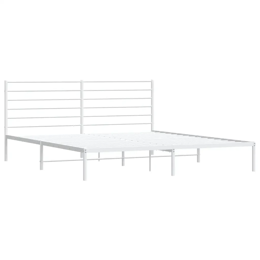 Letto matrimoniale | Letto per adulti | Giroletto con Testiera Metallo Bianco 200x200 cm - Image 3
