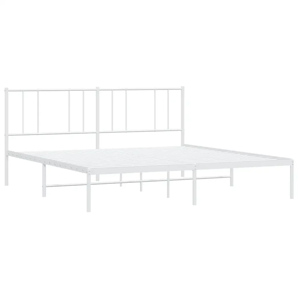 Letto matrimoniale | Letto per adulti | Giroletto con Testiera Metallo Bianco 200x200 cm - Image 3