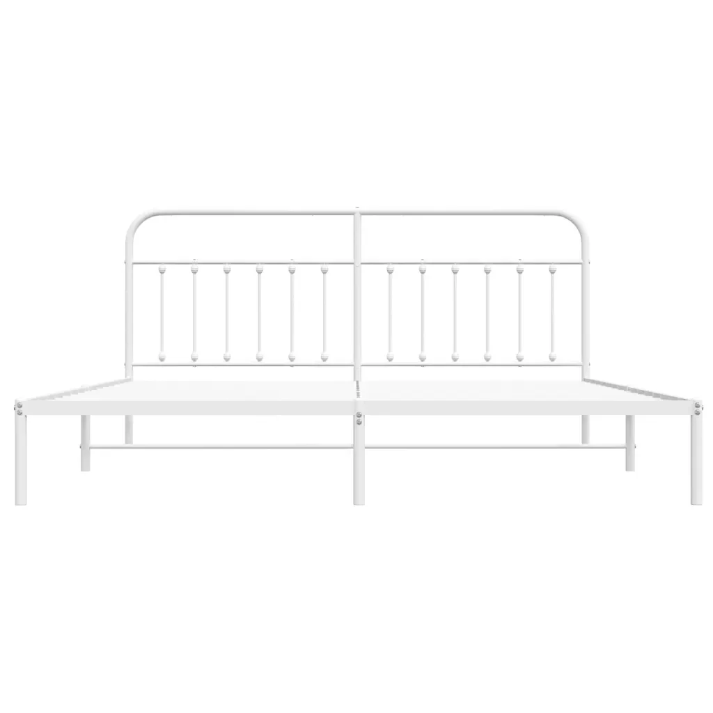 Letto matrimoniale | Letto per adulti | Giroletto con Testiera Metallo Bianco 200x200 cm - Image 6