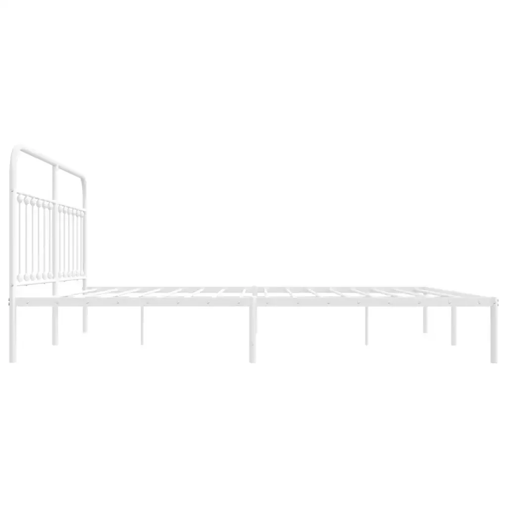 Letto matrimoniale | Letto per adulti | Giroletto con Testiera Metallo Bianco 200x200 cm - Image 7