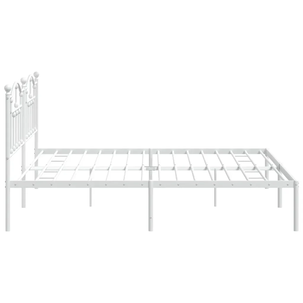 Letto matrimoniale | Letto per adulti | Giroletto con Testiera Metallo Bianco 200x200 cm - Image 6