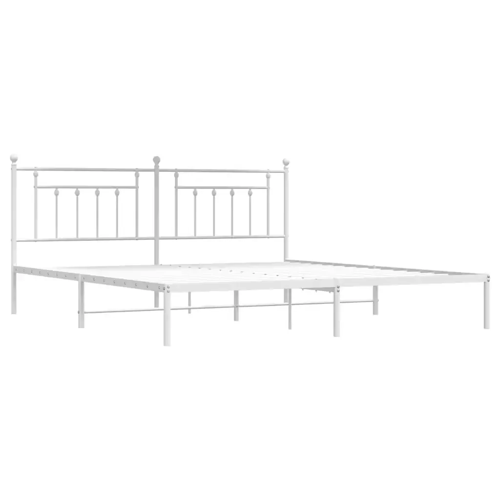 Letto matrimoniale | Letto per adulti | Giroletto con Testiera Metallo Bianco 200x200 cm - Image 3