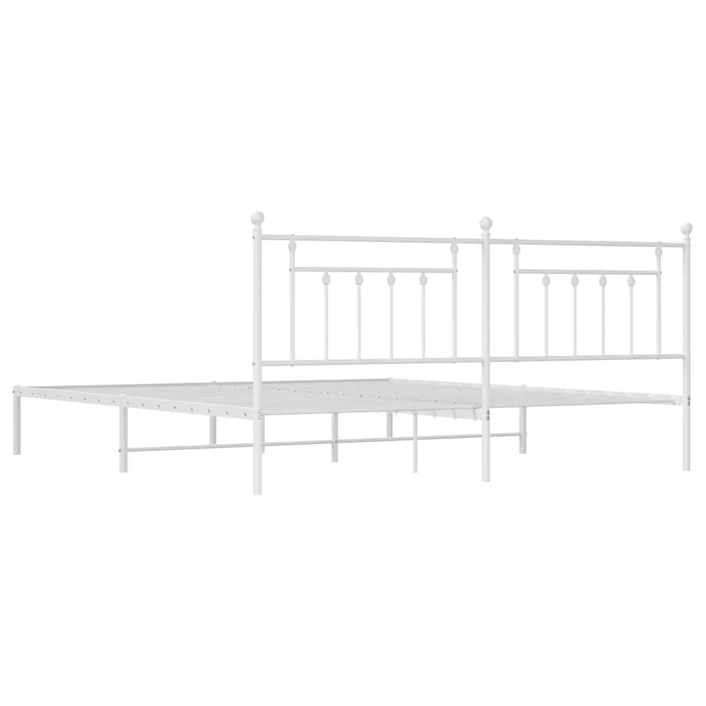 Letto matrimoniale | Letto per adulti | Giroletto con Testiera Metallo Bianco 200x200 cm - Image 8