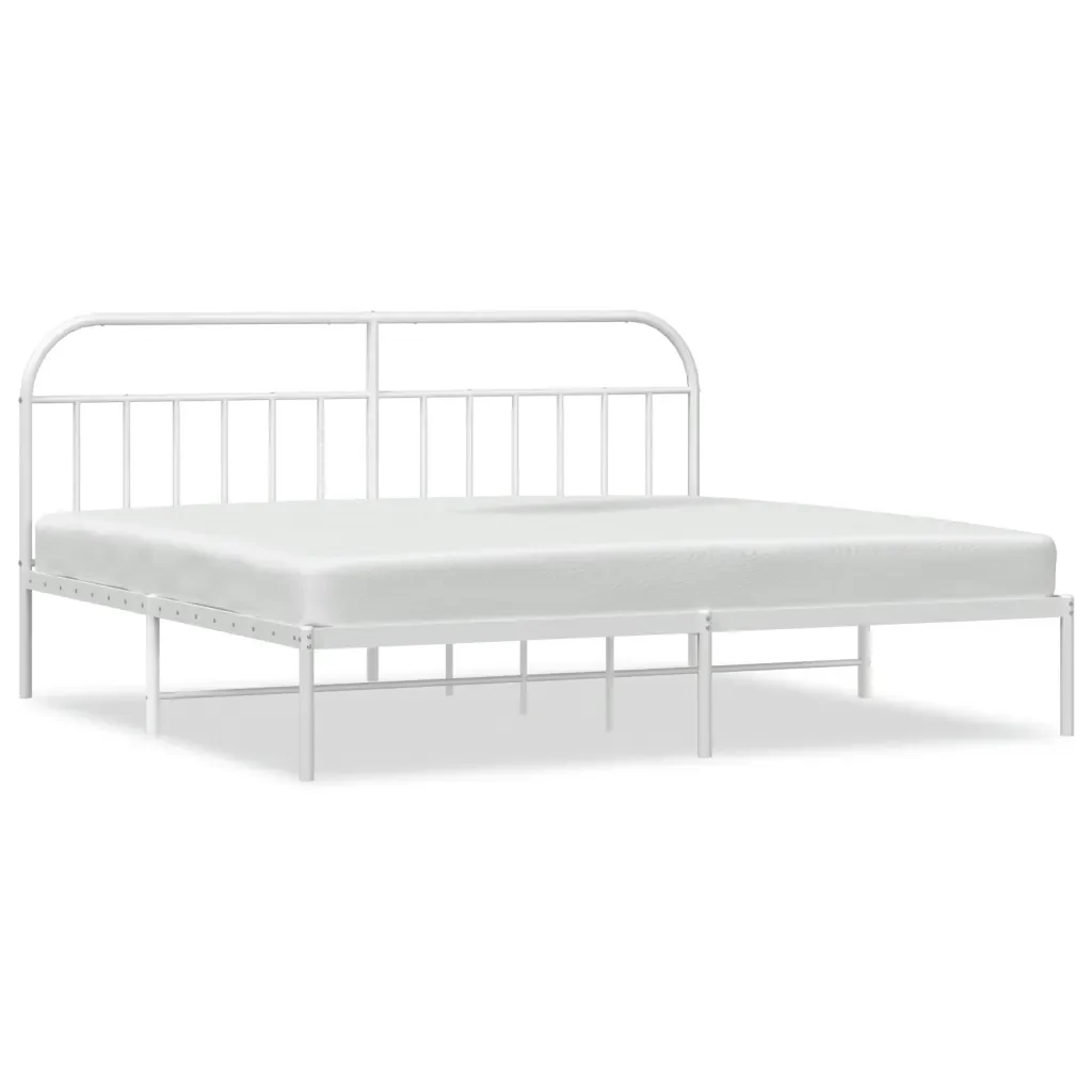 Letto matrimoniale | Letto per adulti | Giroletto con Testiera Metallo Bianco 200x200 cm