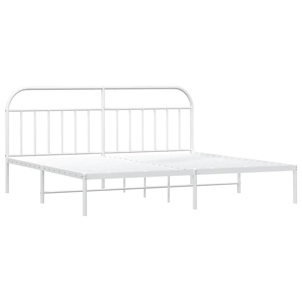 Letto matrimoniale | Letto per adulti | Giroletto con Testiera Metallo Bianco 200x200 cm - Image 3