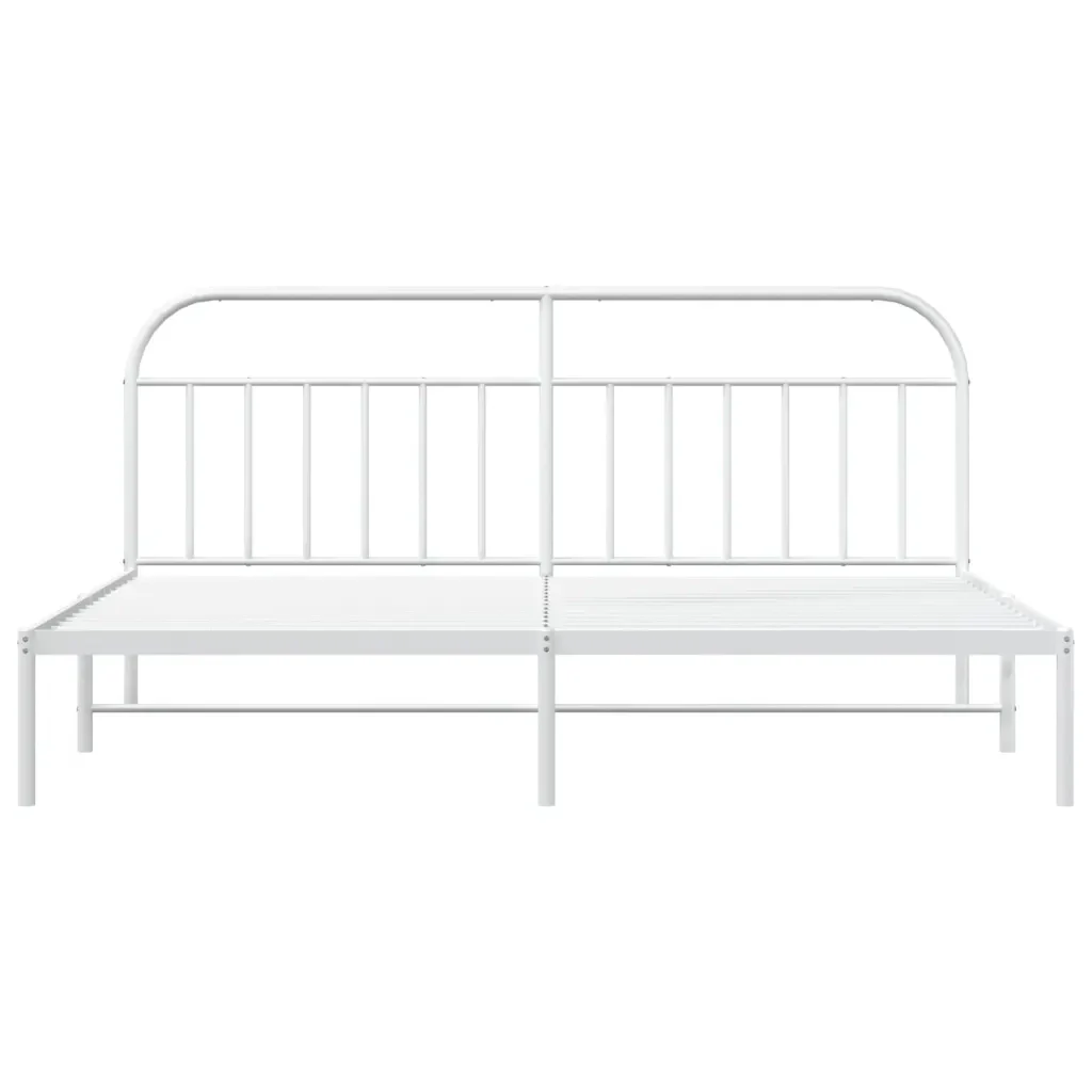 Letto matrimoniale | Letto per adulti | Giroletto con Testiera Metallo Bianco 200x200 cm - Image 6
