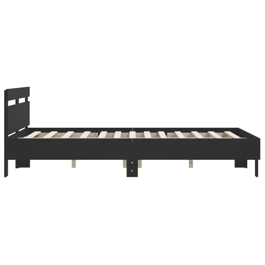 Letto matrimoniale | Letto per adulti | Giroletto con Testiera Neri 140x190 cm in Legno Multistrato - Image 6