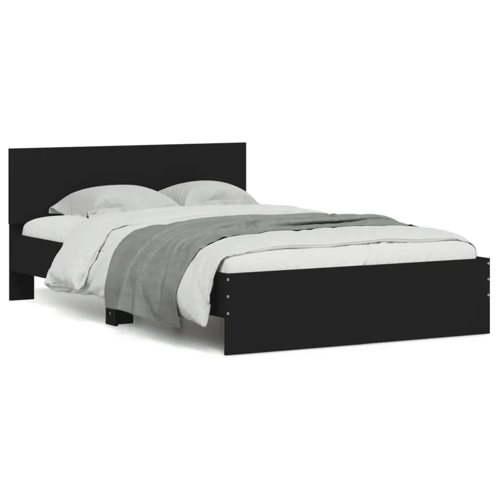 Letto matrimoniale | Letto per adulti | Giroletto con Testiera Nero 120x190 cm