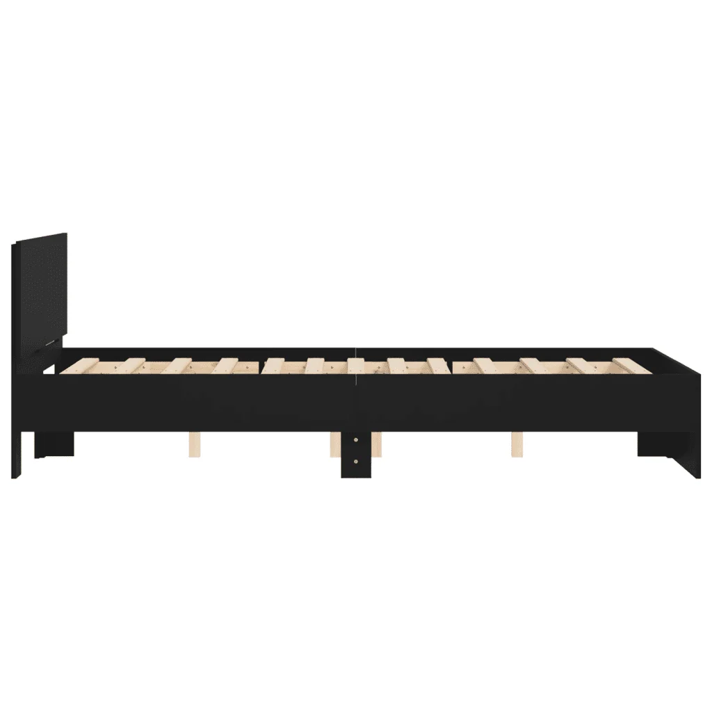 Letto matrimoniale | Letto per adulti | Giroletto con Testiera Nero 120x190 cm - Image 6