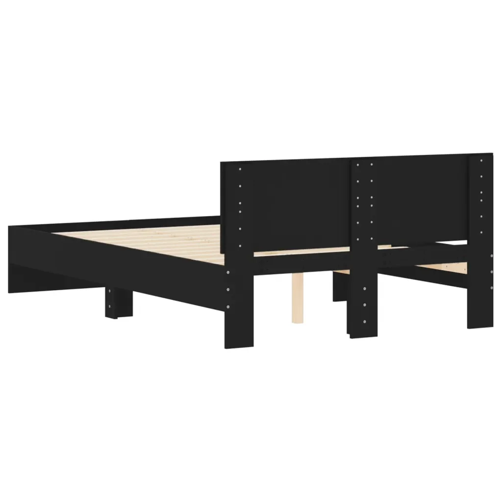 Letto matrimoniale | Letto per adulti | Giroletto con Testiera Nero 120x190 cm - Image 7
