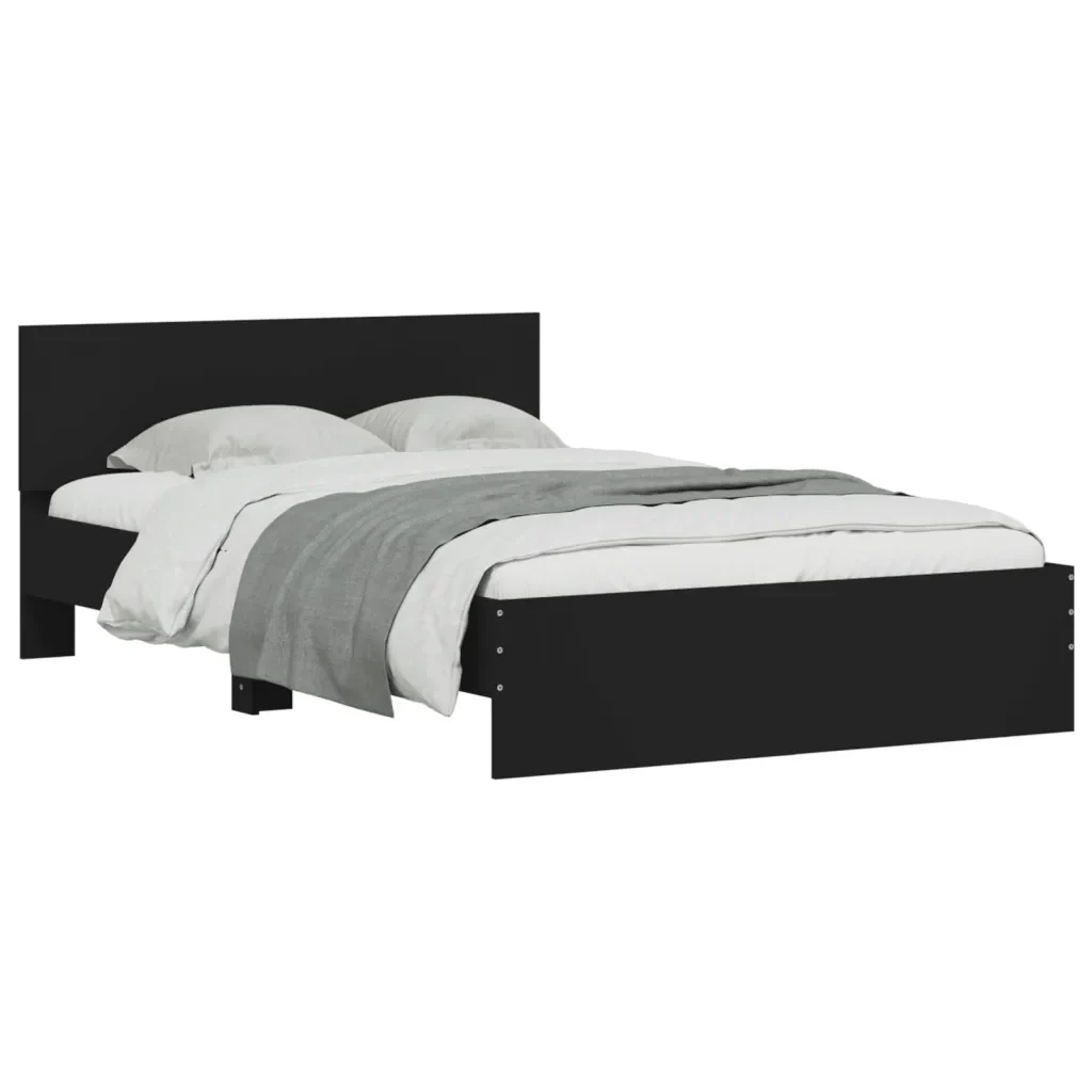 Letto matrimoniale | Letto per adulti | Giroletto con Testiera Nero 120x200 cm - Image 4