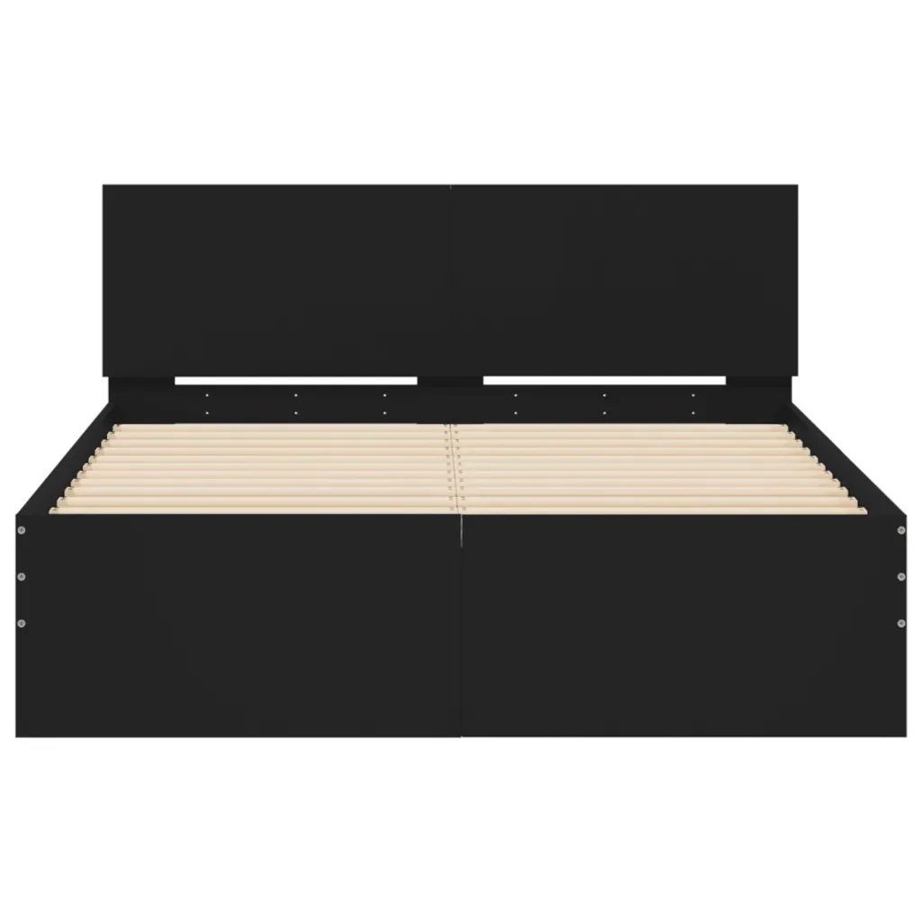 Letto matrimoniale | Letto per adulti | Giroletto con Testiera Nero 120x200 cm - Image 5