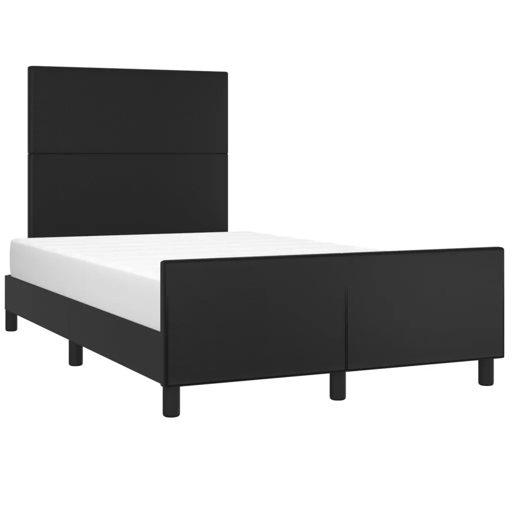 Letto matrimoniale | Letto per adulti | Giroletto con Testiera Nero 120x200 cm in Similpelle - Image 3