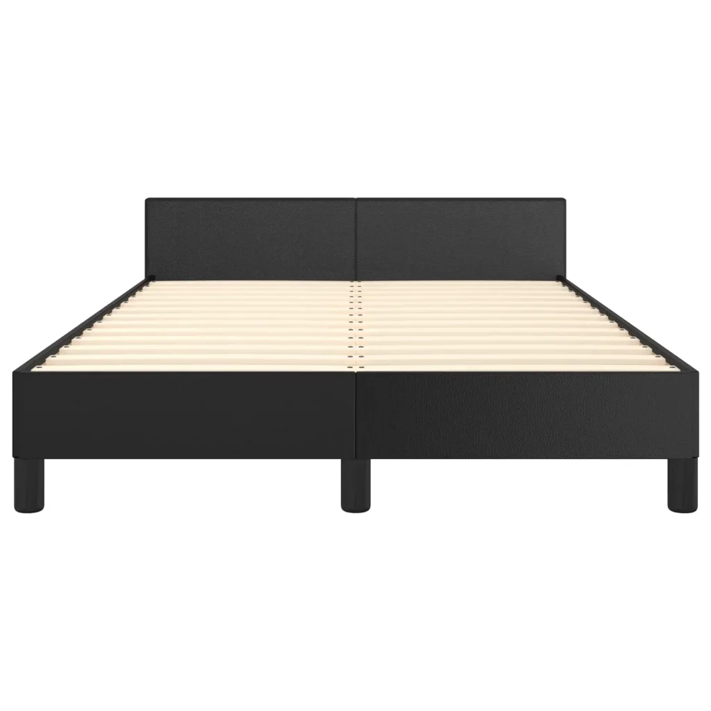 Letto matrimoniale | Letto per adulti | Giroletto con Testiera Nero 120x200 cm in Similpelle - Image 6