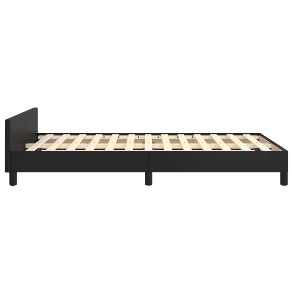 Letto matrimoniale | Letto per adulti | Giroletto con Testiera Nero 120x200 cm in Similpelle - Image 7