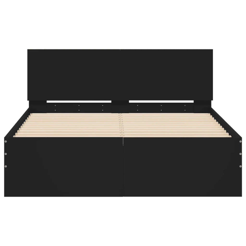 Letto matrimoniale | Letto per adulti | Giroletto con Testiera Nero 135x190 cm - Image 5