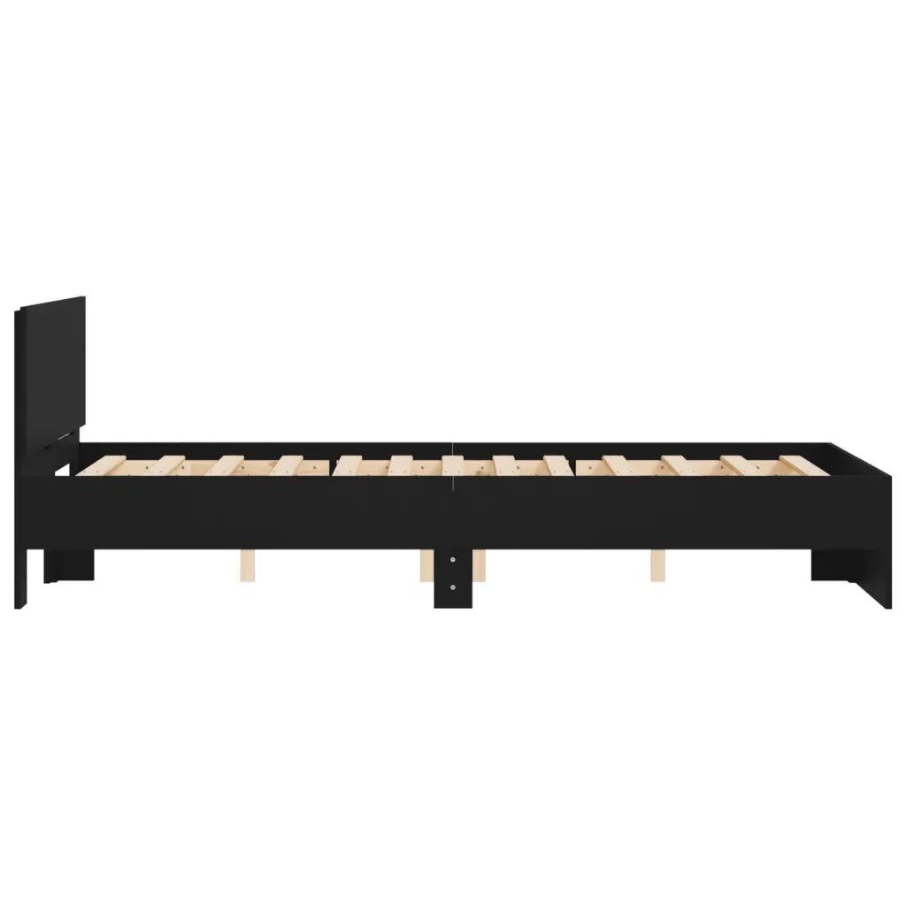 Letto matrimoniale | Letto per adulti | Giroletto con Testiera Nero 135x190 cm - Image 6