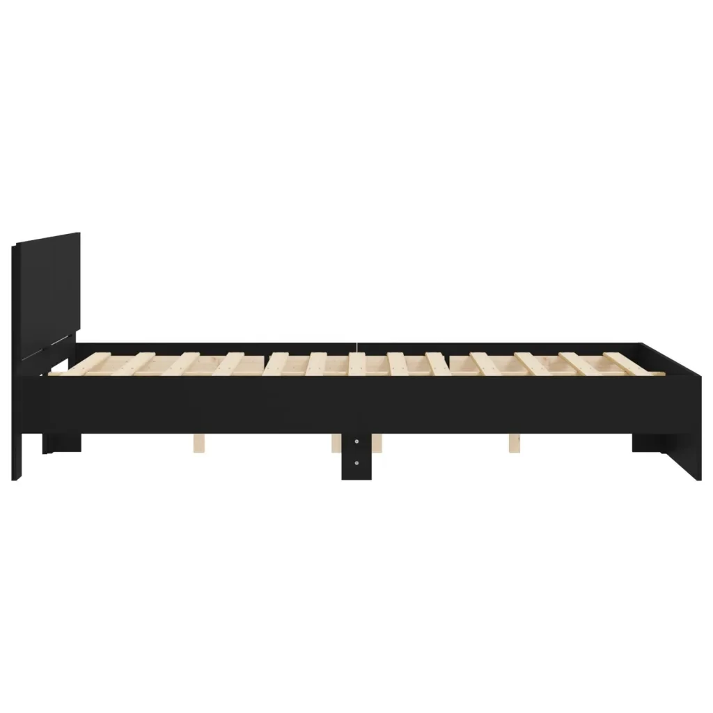 Letto matrimoniale | Letto per adulti | Giroletto con Testiera Nero 140x190 cm - Image 6