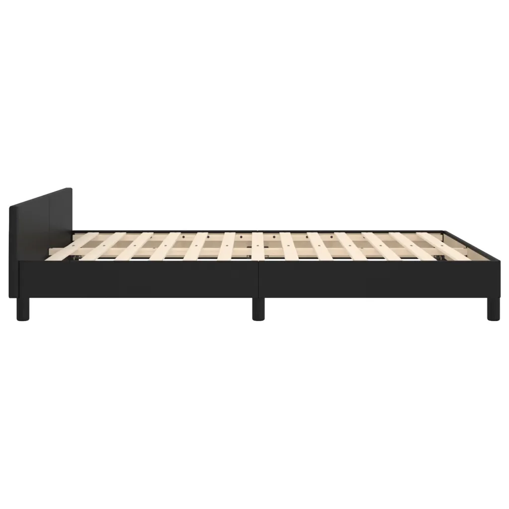 Letto matrimoniale | Letto per adulti | Giroletto con Testiera Nero 140x190 cm in Similpelle - Image 7
