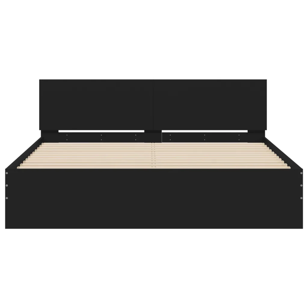 Letto matrimoniale | Letto per adulti | Giroletto con Testiera Nero 140x200 cm - Image 5
