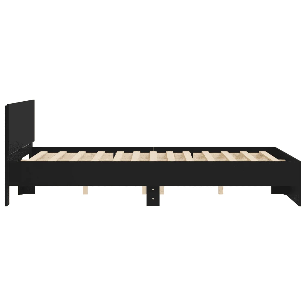 Letto matrimoniale | Letto per adulti | Giroletto con Testiera Nero 140x200 cm - Image 6