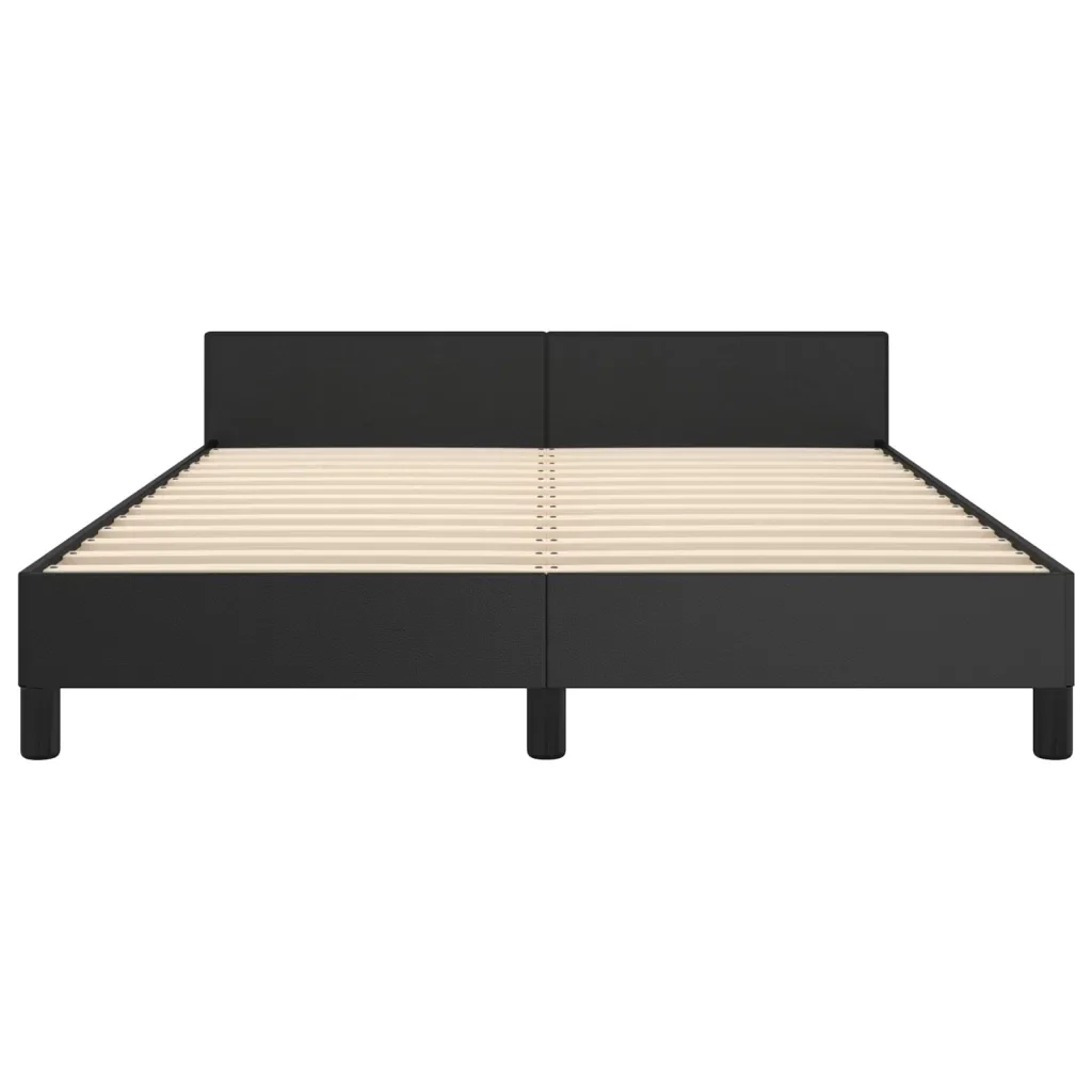 Letto matrimoniale | Letto per adulti | Giroletto con Testiera Nero 140x200 cm in Similpelle - Image 5