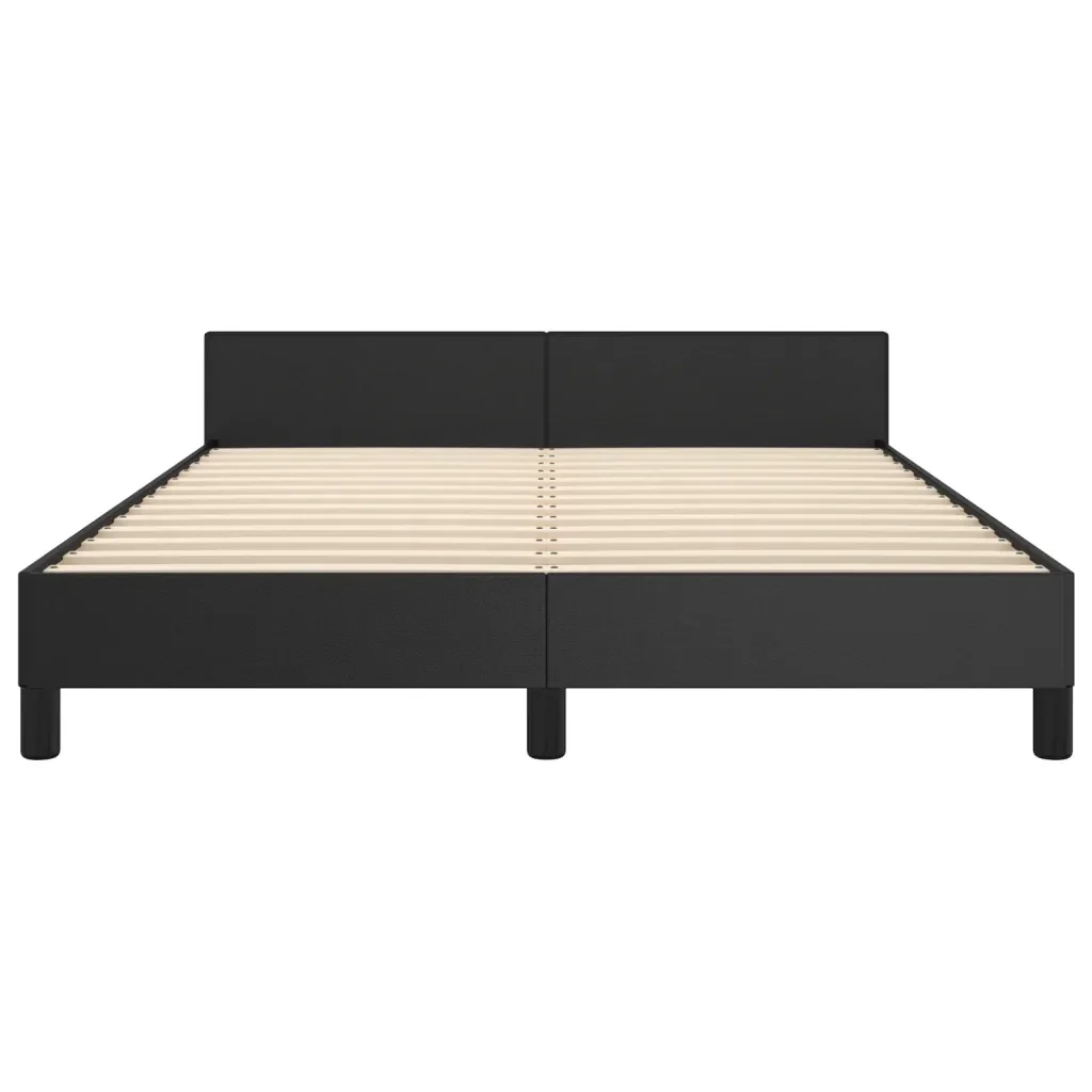 Letto matrimoniale | Letto per adulti | Giroletto con Testiera Nero 140x200 cm in Similpelle - Image 6