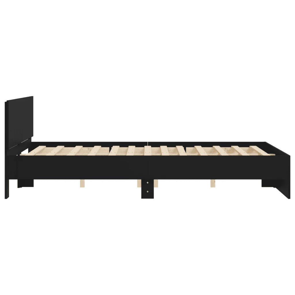 Letto matrimoniale | Letto per adulti | Giroletto con Testiera Nero 150x200 cm - Image 6