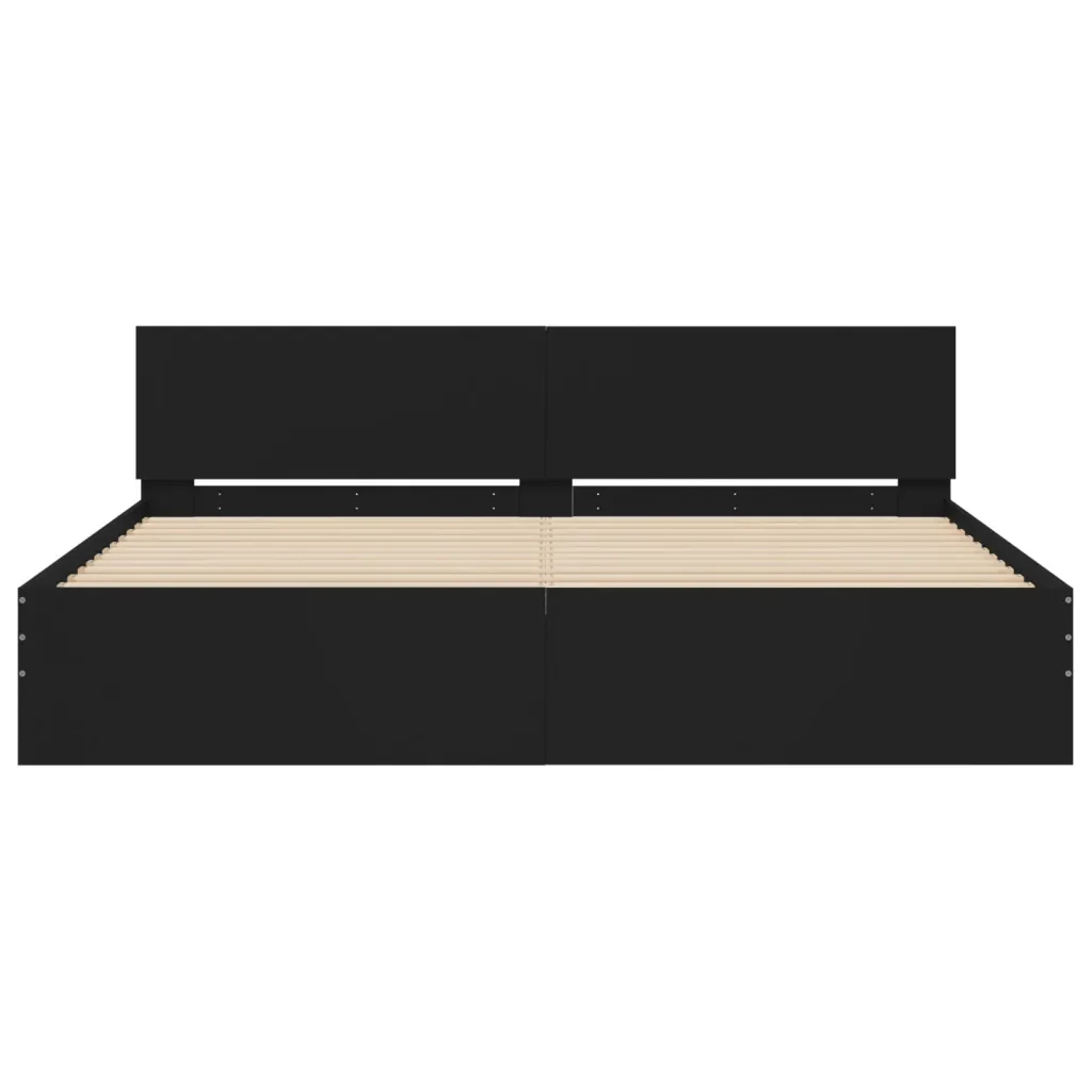 Letto matrimoniale | Letto per adulti | Giroletto con Testiera Nero 180x200 cm - Image 5