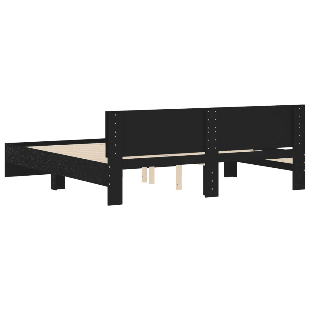 Letto matrimoniale | Letto per adulti | Giroletto con Testiera Nero 180x200 cm - Image 7