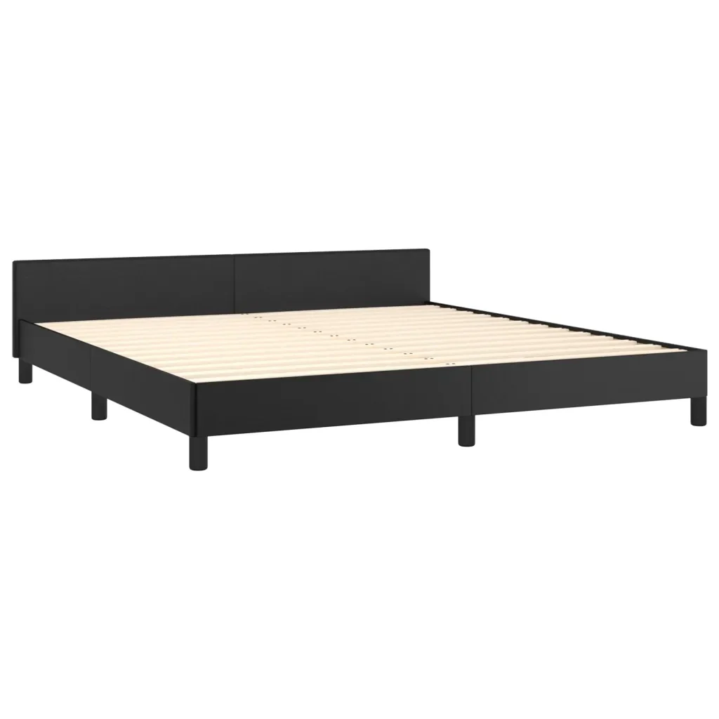 Letto matrimoniale | Letto per adulti | Giroletto con Testiera Nero 180x200 cm in Similpelle - Image 5