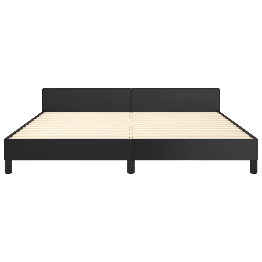 Letto matrimoniale | Letto per adulti | Giroletto con Testiera Nero 180x200 cm in Similpelle - Image 6
