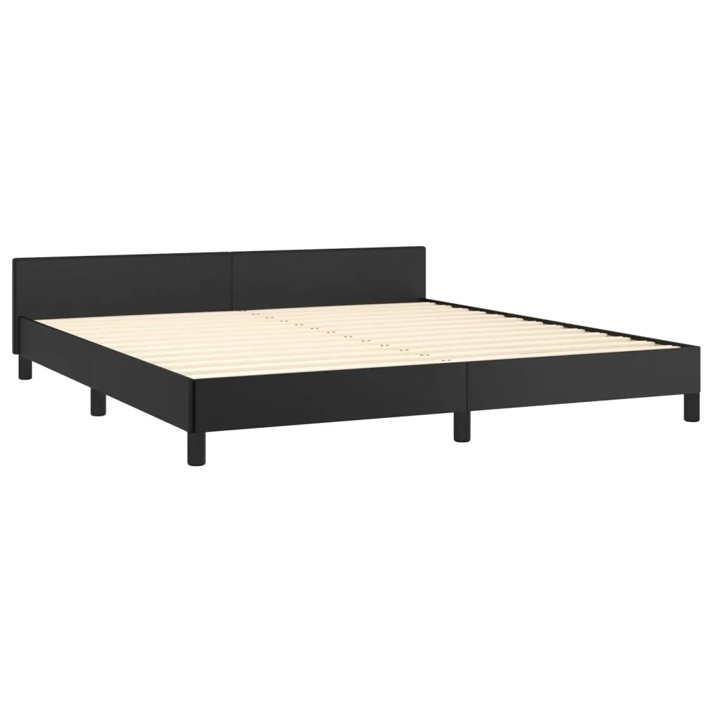 Letto matrimoniale | Letto per adulti | Giroletto con Testiera Nero 180x200 cm in Similpelle - Image 5