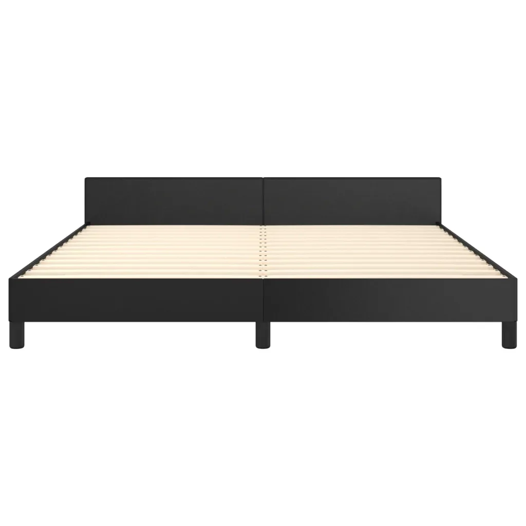 Letto matrimoniale | Letto per adulti | Giroletto con Testiera Nero 180x200 cm in Similpelle - Image 6