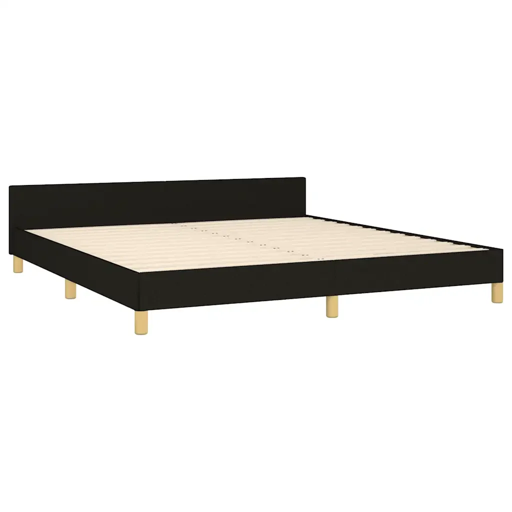 Letto matrimoniale | Letto per adulti | Giroletto con Testiera Nero 180x200 cm in Tessuto - Image 5
