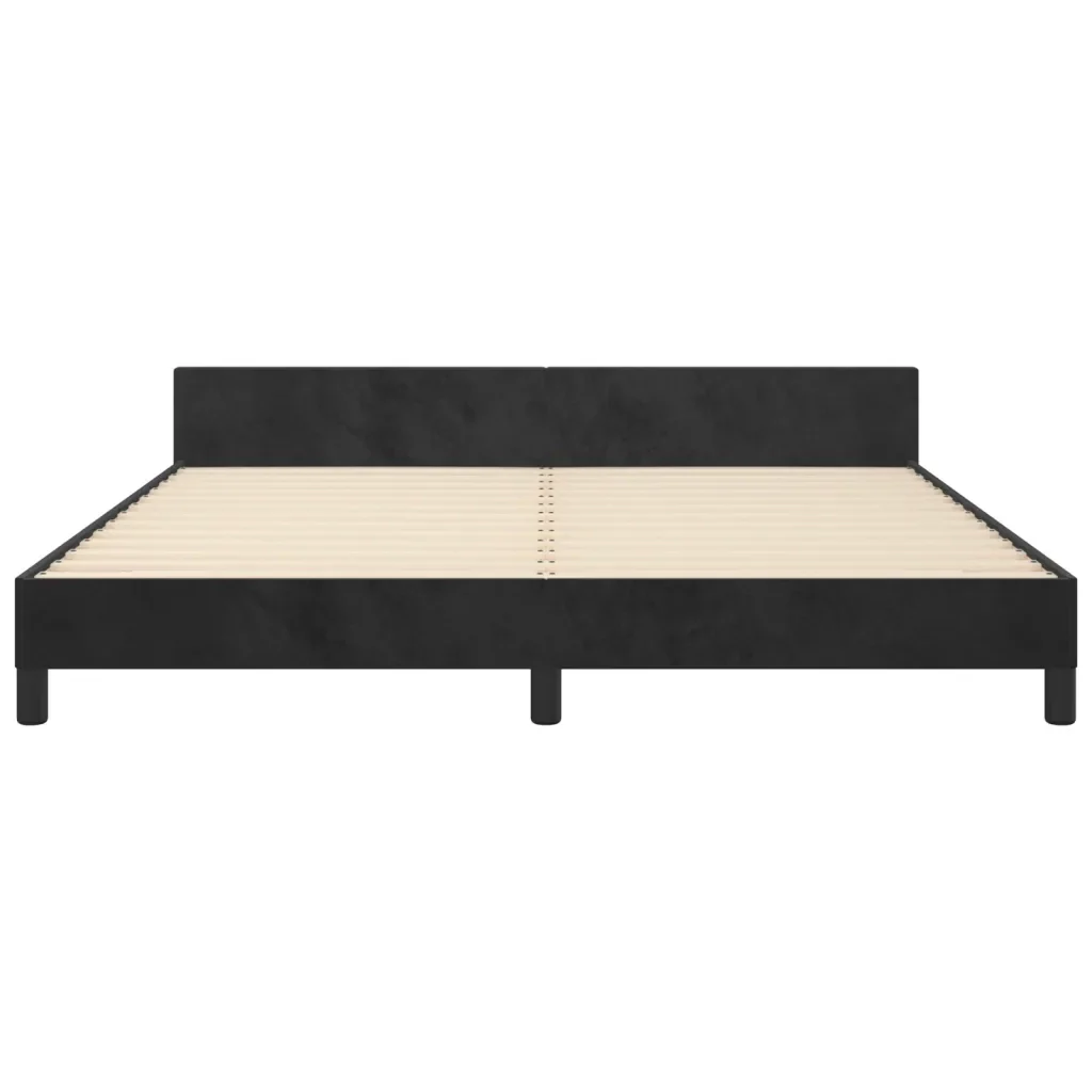 Letto matrimoniale | Letto per adulti | Giroletto con Testiera Nero 180x200 cm in Velluto - Image 6
