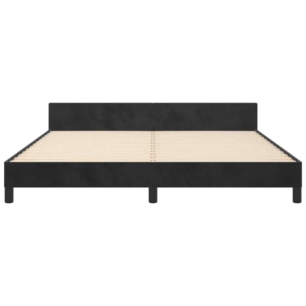 Letto matrimoniale | Letto per adulti | Giroletto con Testiera Nero 180x200 cm in Velluto - Image 6
