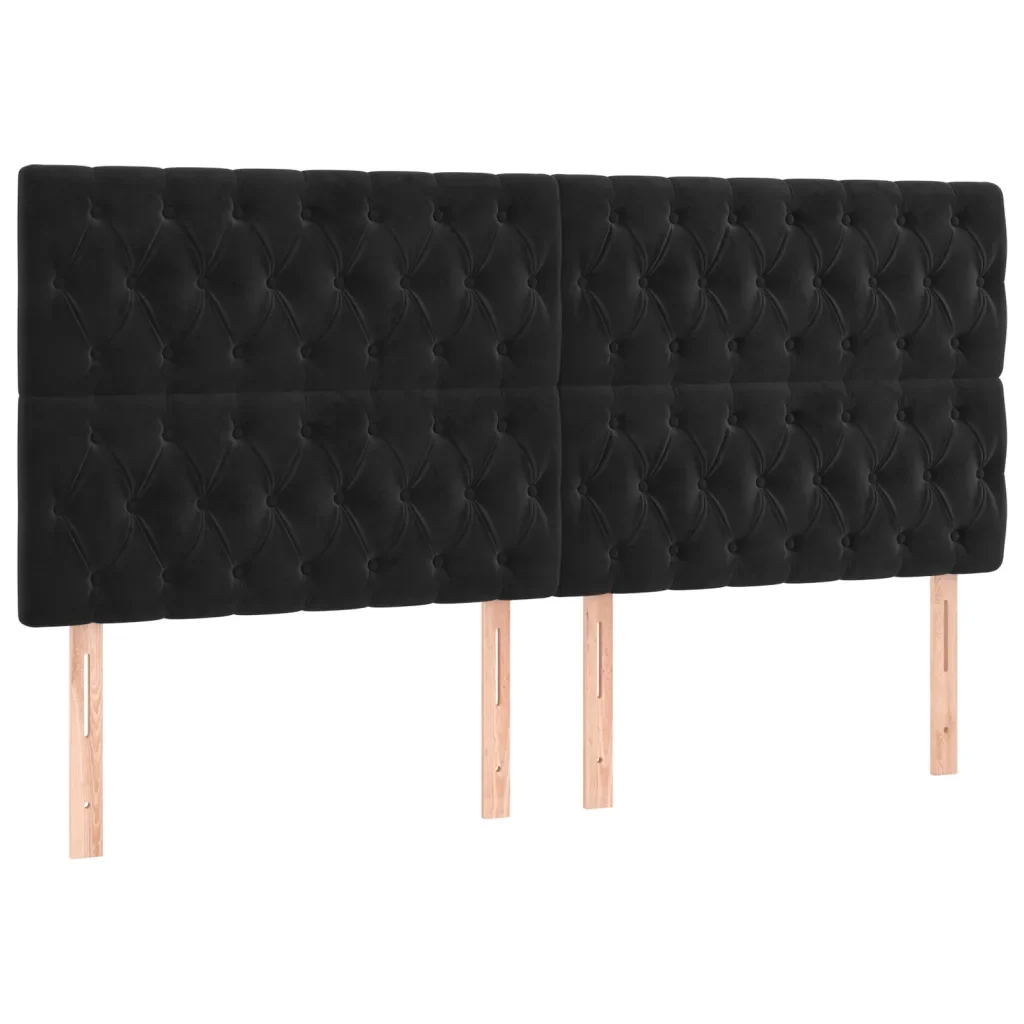 Letto matrimoniale | Letto per adulti | Giroletto con Testiera Nero 180x200 cm in Velluto - Image 8