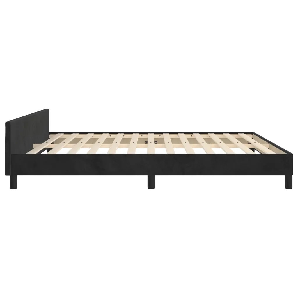 Letto matrimoniale | Letto per adulti | Giroletto con Testiera Nero 180x200 cm in Velluto - Image 7