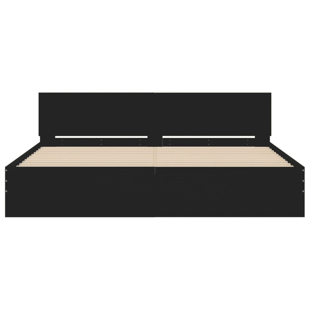 Letto matrimoniale | Letto per adulti | Giroletto con Testiera Nero 200x200 cm - Image 5