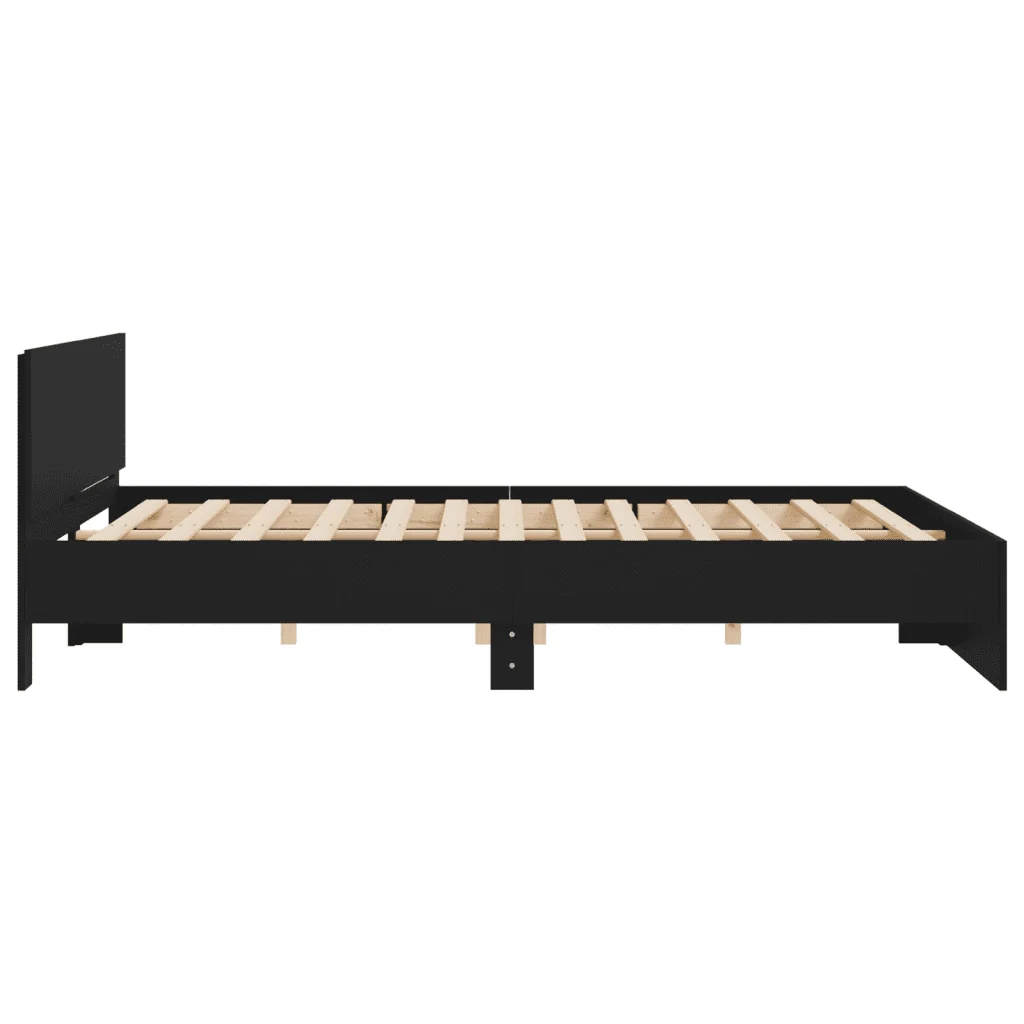 Letto matrimoniale | Letto per adulti | Giroletto con Testiera Nero 200x200 cm - Image 6