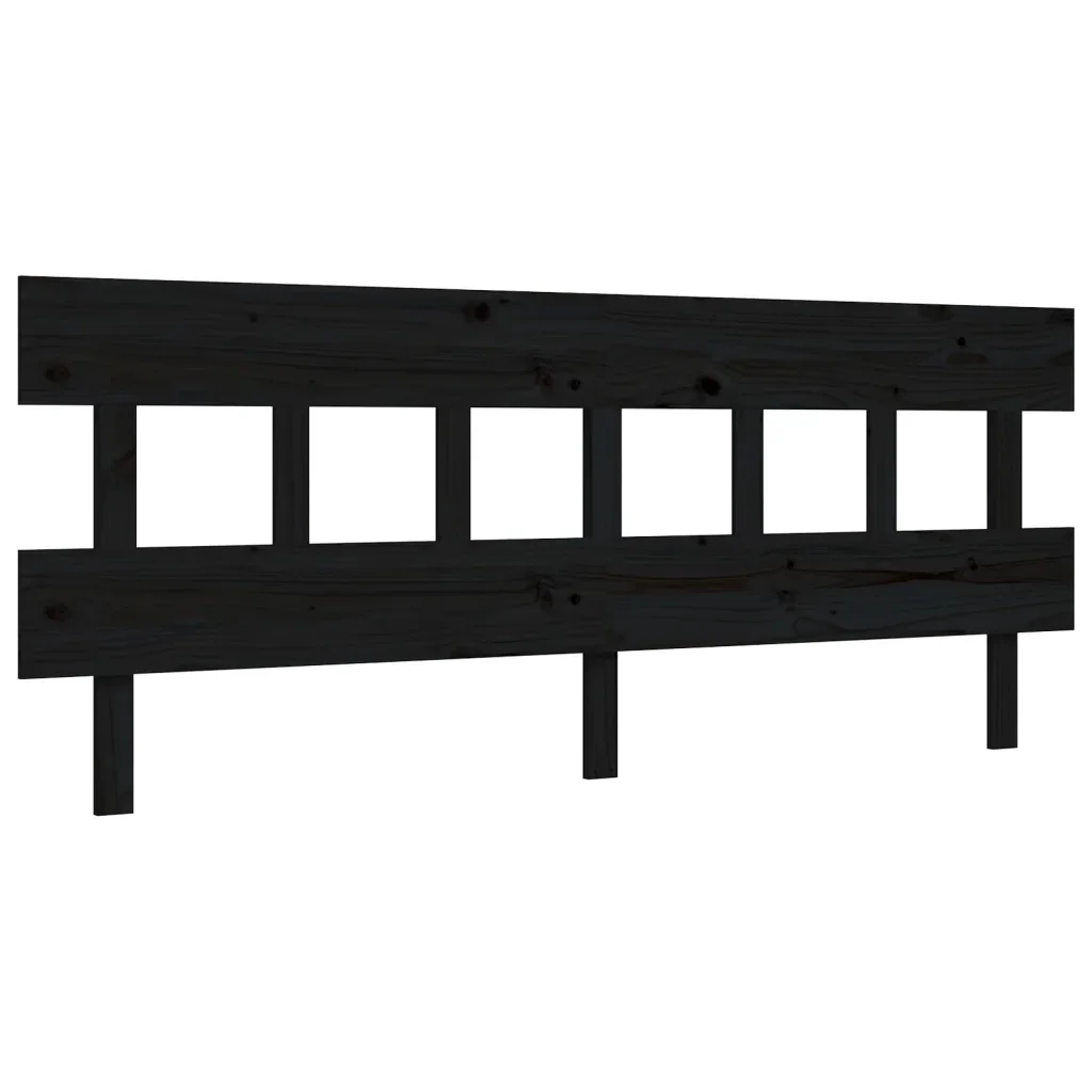 Letto matrimoniale | Letto per adulti | Giroletto con Testiera Nero 200x200 cm in Legno Massello - Image 8