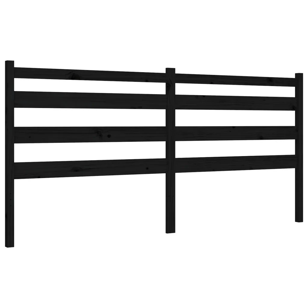 Letto matrimoniale | Letto per adulti | Giroletto con Testiera Nero 200x200 cm in Legno Massello - Image 8